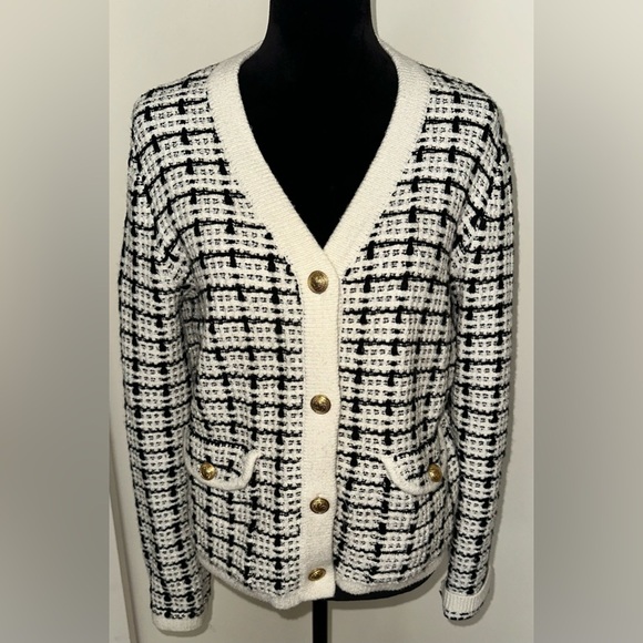 Marled Tweed Cardigan Sweater - Size M - Picture 1 of 5